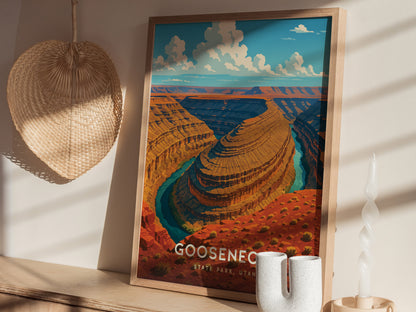 Goosenecks State Park Poster | Utah Desert Wall Art | Framed or Unframed
