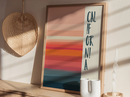 California Minimalist Design Poster | CA Abstract Wall Art