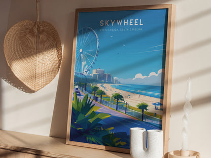 SkyWheel Myrtle Beach Poster | South Carolina Boardwalk Travel Art