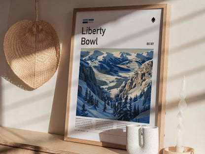 Liberty Bowl, Big Sky Poster | Alpine Print Ski Lodge Decor Wall Art — styled in a modern interior
