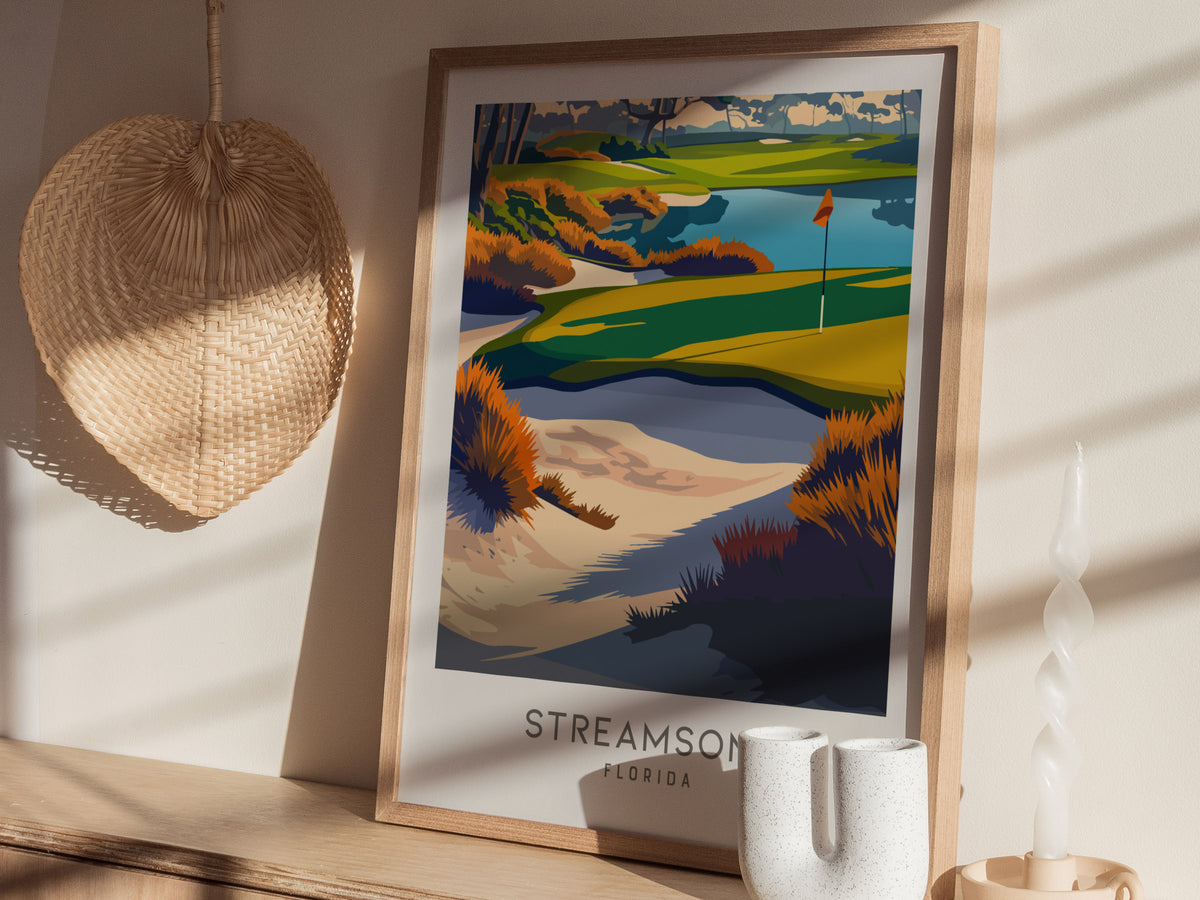 Streamsong Matte Border Poster | Florida Golf Course Print & Country Club Decor — styled in a modern interior