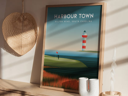 Harbour Town Golf Links, Hilton Head, South Carolina Poster | Iconic Lighthouse & Fairway Wall Art — styled in a modern inter