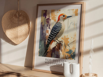 Red-Bellied Woodpecker Poster | Modern Bird Wall Art