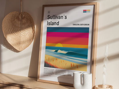 Sullivan's Island, Charleston, South Carolina Poster | Surf Wall Art & Beach House Decor — styled in a modern interior