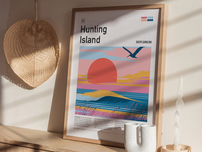 Hunting Island, South Carolina Poster | Driftwood Shores & Coastal Surf Wall Art — styled in a modern interior