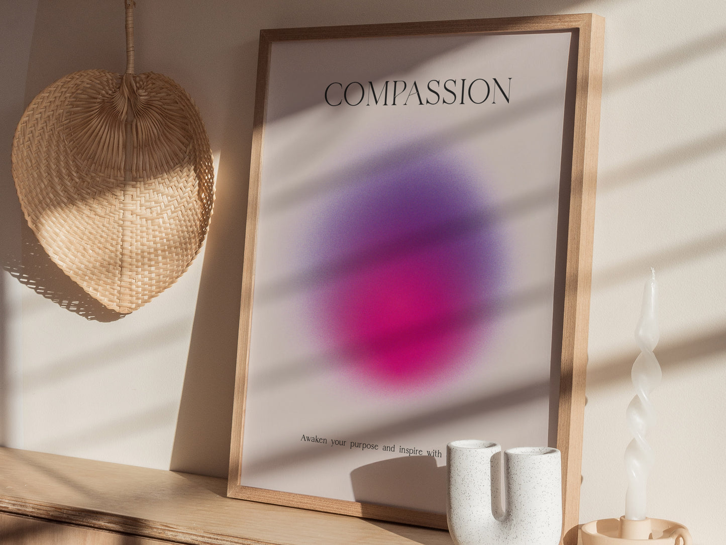 Compassion Aura Poster | Minimalist Modern Typography Wall Art | Framed or Unframed