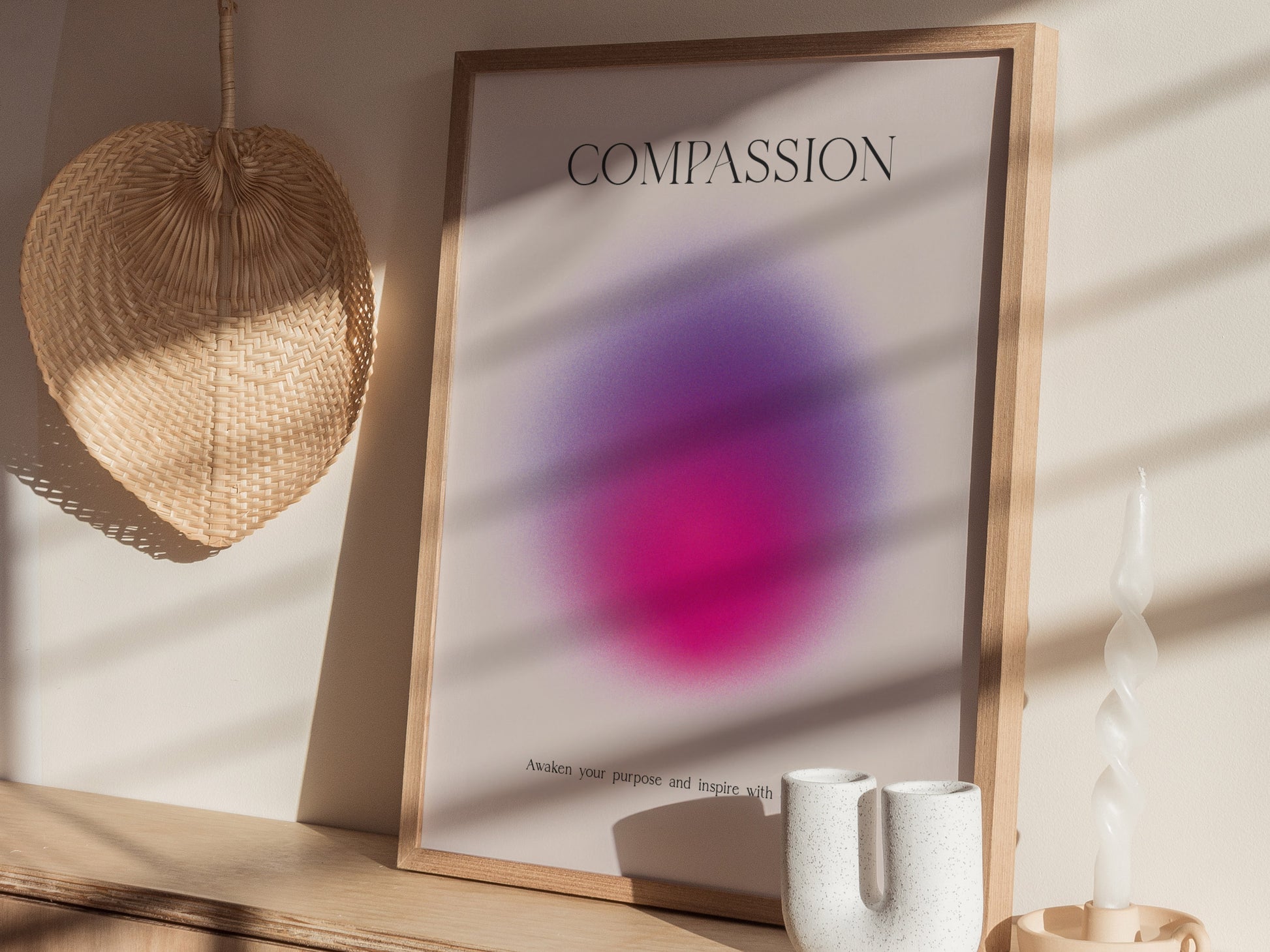 Compassion Aura Poster | Minimalist Modern Typography Wall Art | Framed or Unframed