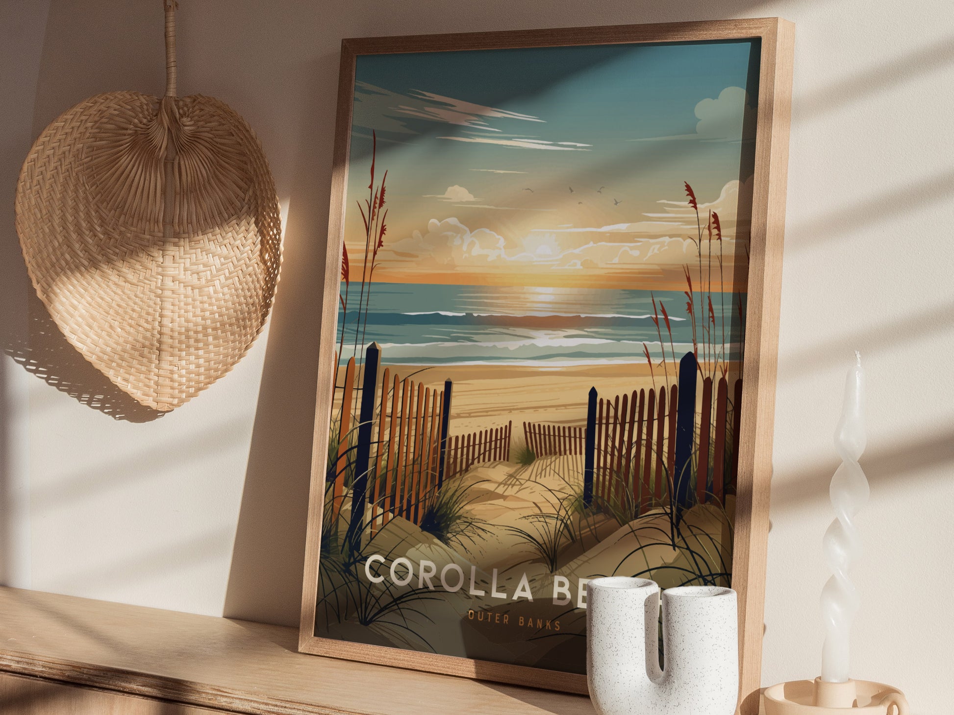 Corolla Beach Poster | Outer Banks Coastal Wall Art | Framed or Unframed