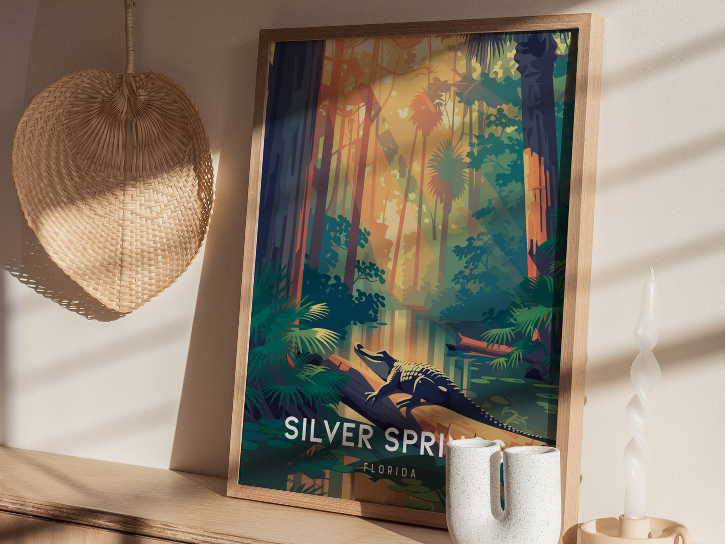 Silver Springs, Florida Poster | Crystal Waters & Glass-Bottom Boat Wall Art — styled in a modern interior
