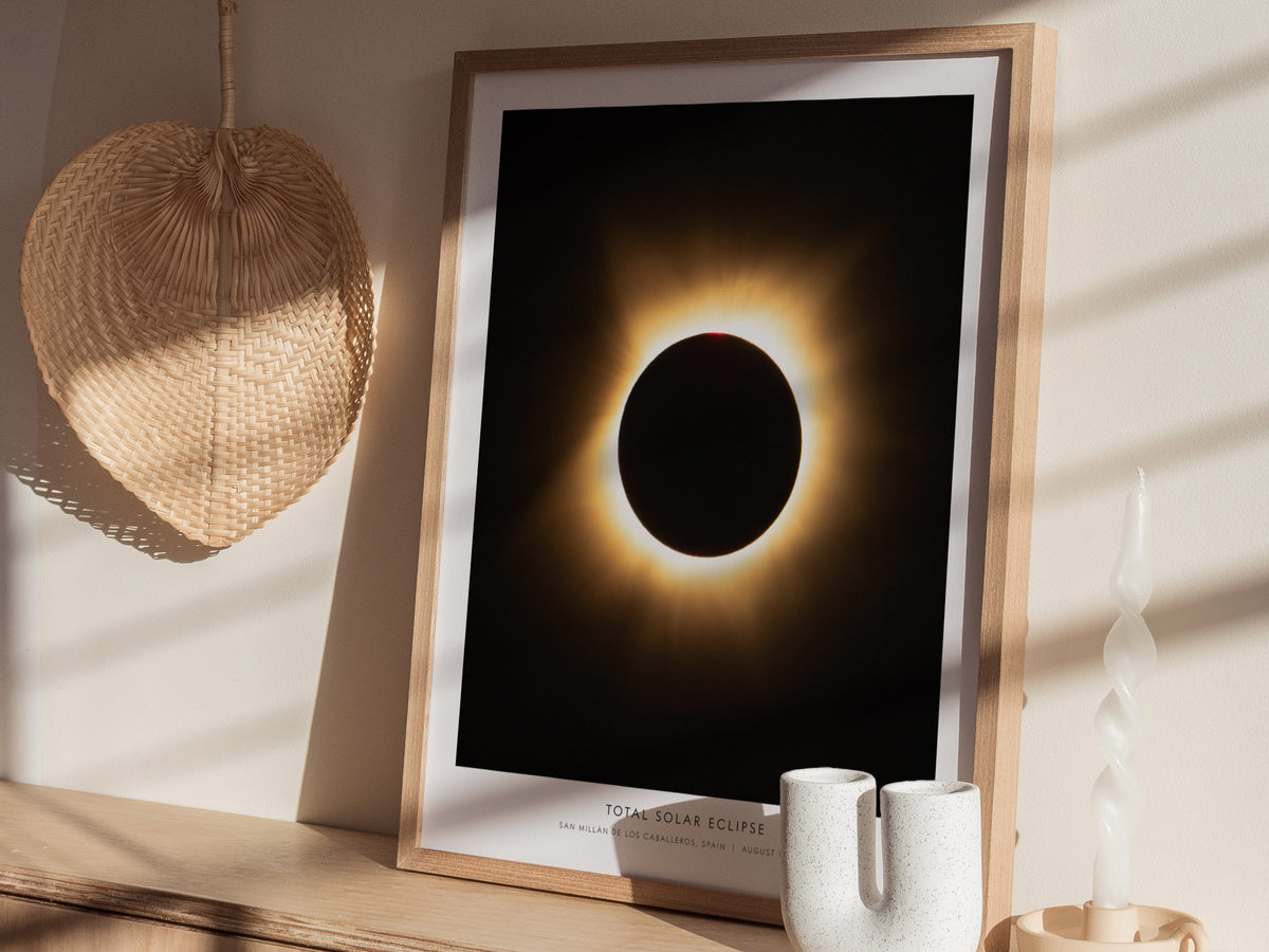 Total Solar Eclipse Poster | NASA Solar Eclipse Space Photography Wall Art — styled in a modern interior