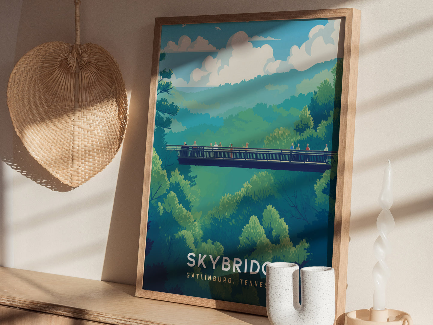 Gatlinburg SkyBridge Poster | Great Smoky Mountains Hiker Wall Art | Framed or Unframed