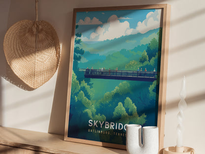 Gatlinburg SkyBridge Poster | Great Smoky Mountains Hiker Wall Art | Framed or Unframed