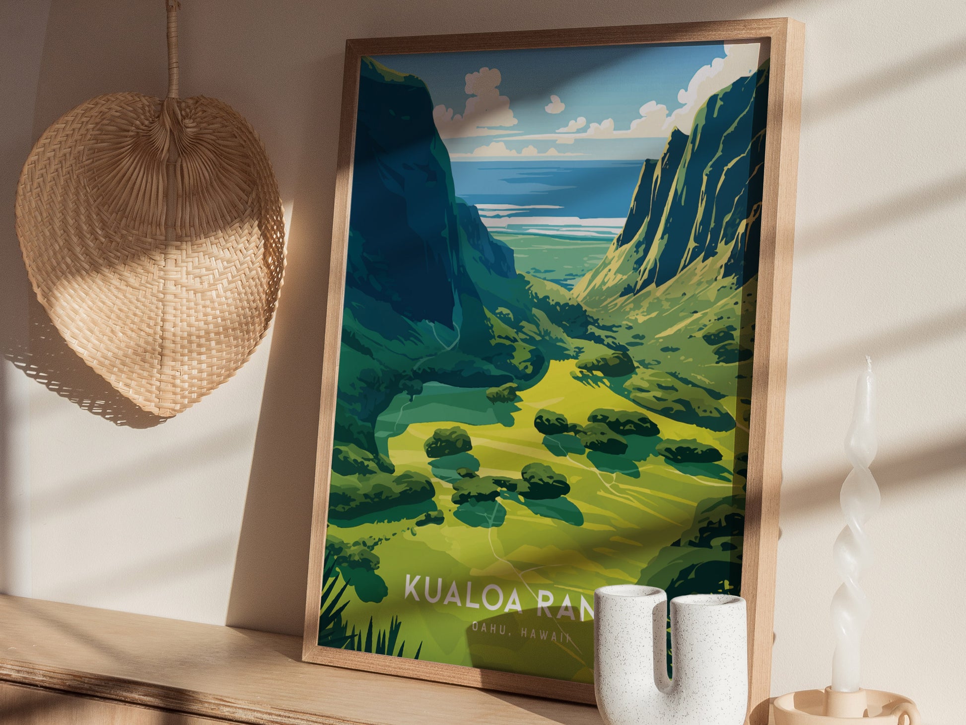Kualoa Ranch Poster | Oahu Hawaii Jurassic Valley Wall Art