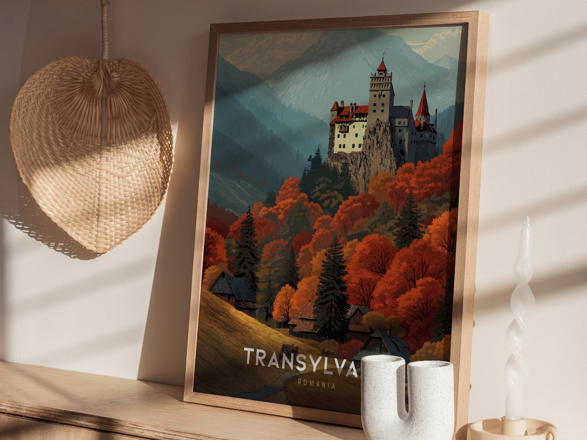 Transylvania Travel Poster | Romania Bran Castle Wall Art