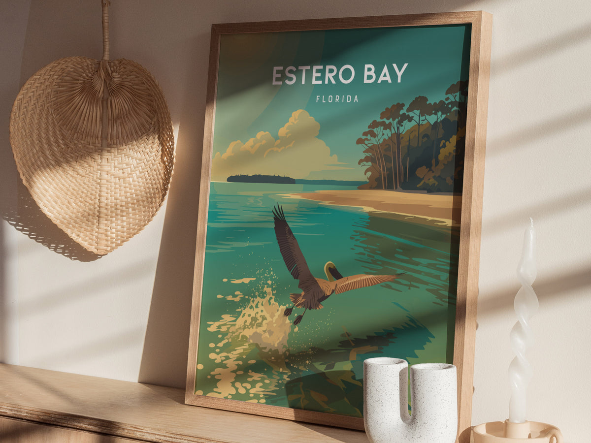 Estero Bay, Florida Poster | Mangroves & Gulf Coast Art Wall Art — styled in a modern interior