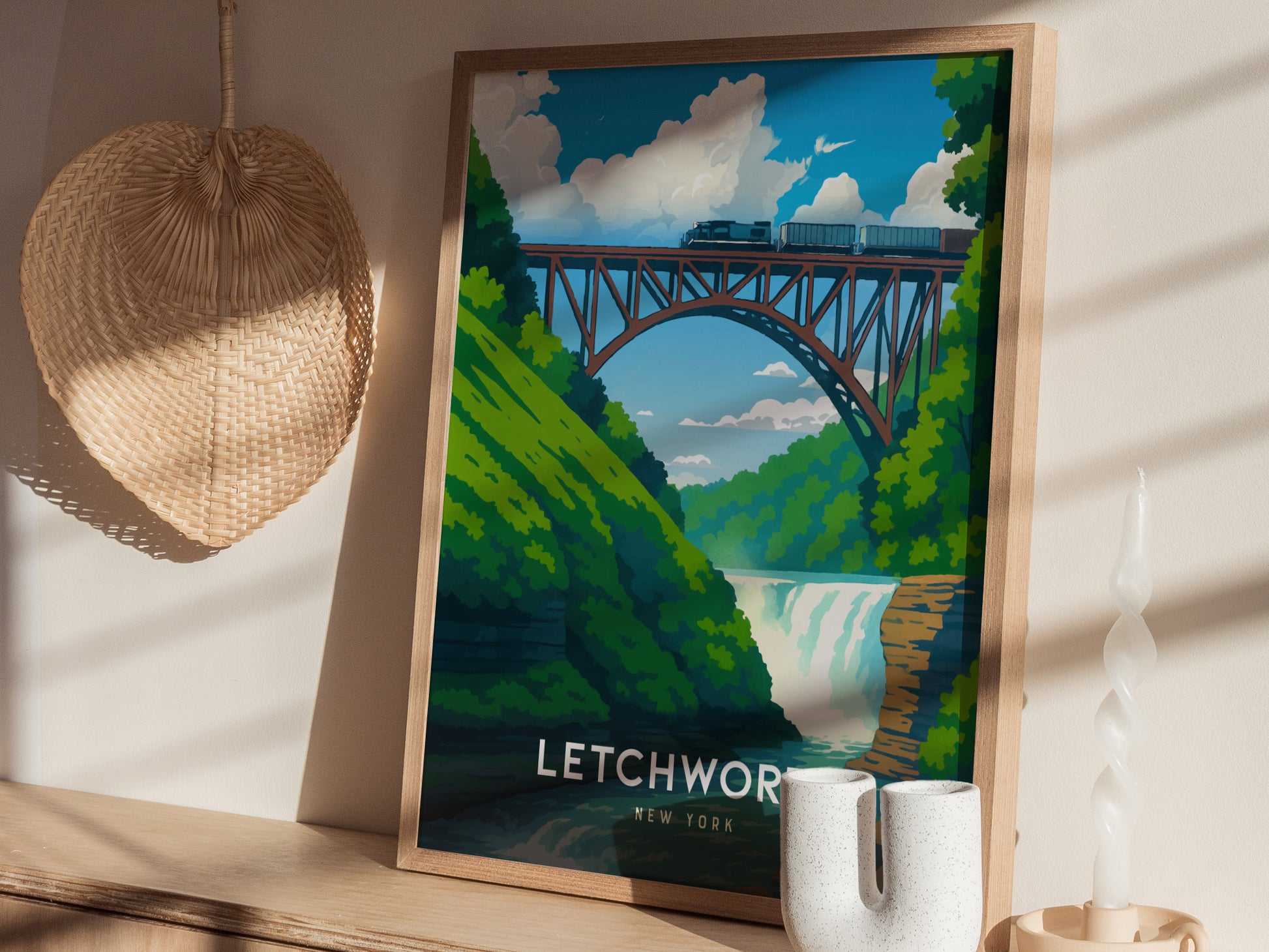 Letchworth State Park Poster | New York Travel Print Wall Art | Framed or Unframed
