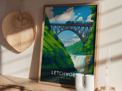 Letchworth State Park Poster | New York Travel Print Wall Art | Framed or Unframed