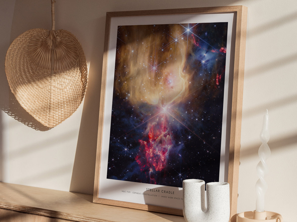 Stellar Cradle Poster | Ngc 7129 · Cepheus Constellation | NASA NGC 7129 Cepheus Constellation Space Photography Wall Art — s