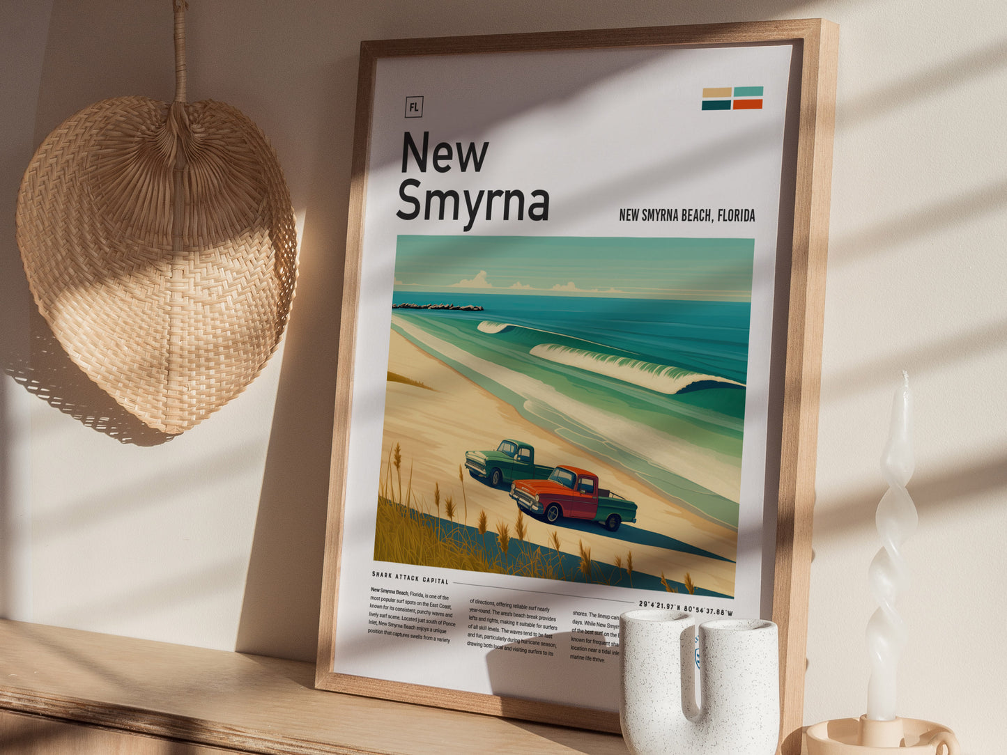 New Smyrna Beach Surf Poster | Florida Surf Spot Wall Art