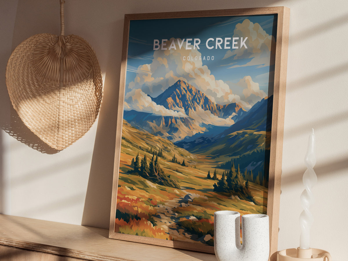 Beaver Creek, Colorado Poster | Alpine Village & Ski Mountain Wall Art — styled in a modern interior