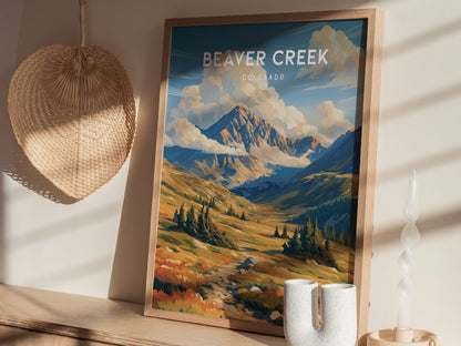 Beaver Creek, Colorado Poster | Alpine Village & Ski Mountain Wall Art — styled in a modern interior