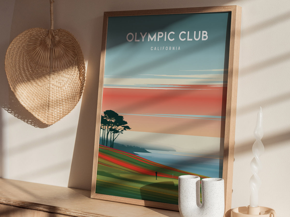 Olympic Club, California Poster | Links Poster & Golfer Gift Wall Art — styled in a modern interior