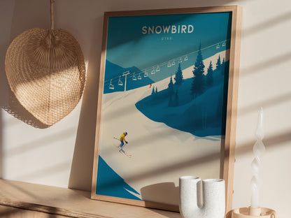 Snowbird Utah Poster | Vintage Ski Resort Art | Wasatch Mountain Print