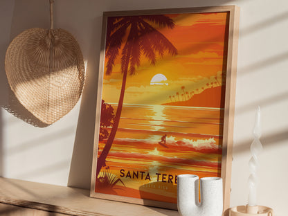 Santa Teresa Costa Rica Poster | Surf Art | Pura Vida Beach Sunset Print