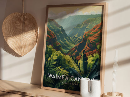 Waimea Canyon Poster | Kauai Hawaii Art Grand Canyon Pacific Red Cliffs