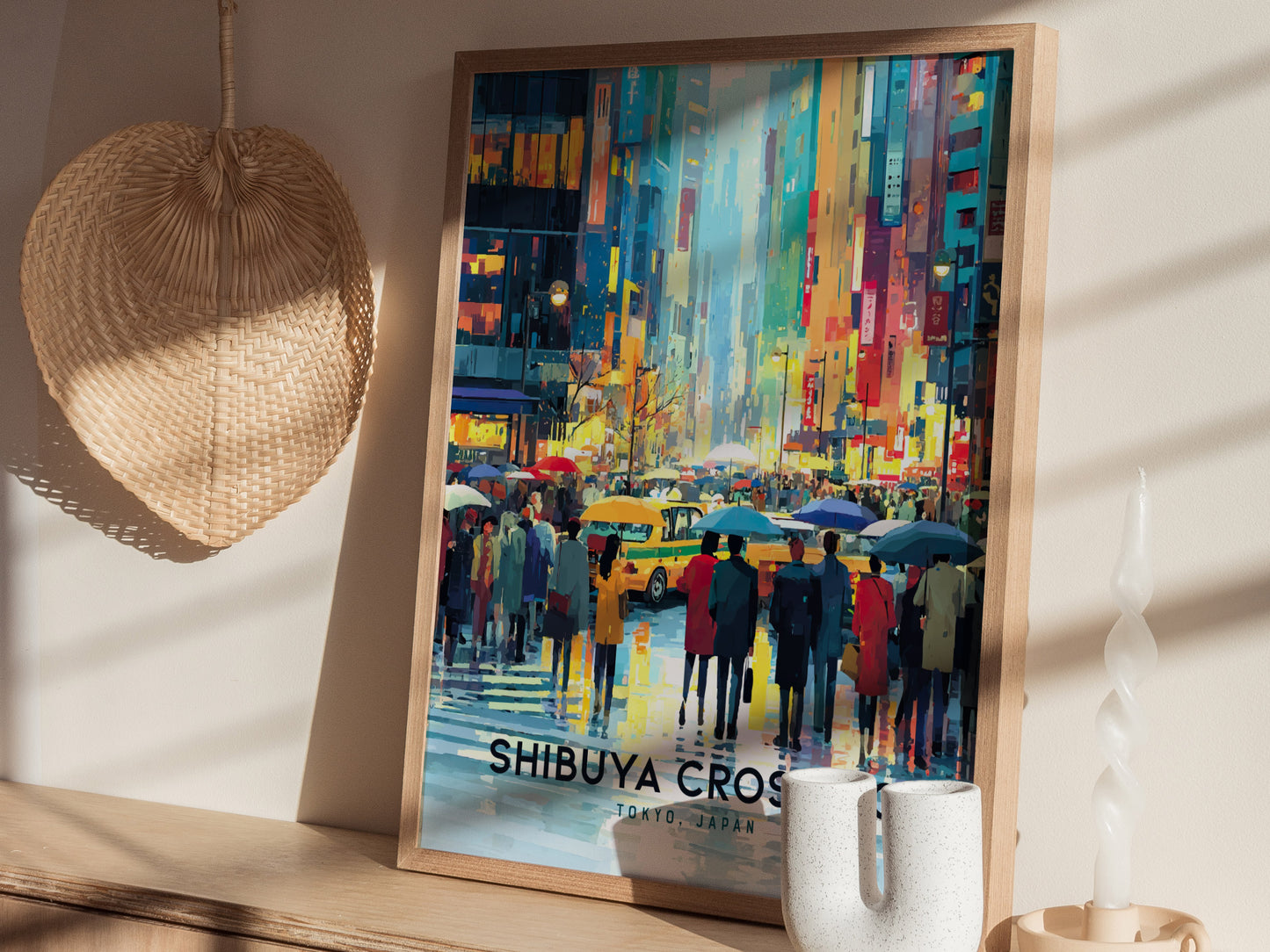 Shibuya Crossing Poster | Tokyo Japan Neon City Art Travel Gift