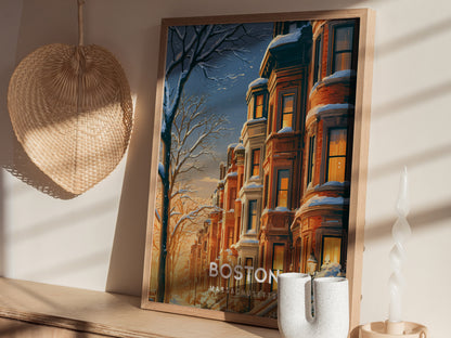 Boston, Massachusetts Poster | Harbor Skyline & Sailboats Wall Art — styled in a modern interior