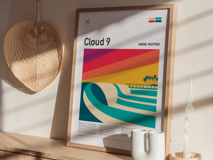 Cloud 9, Siargao, Philippines Poster | Tropical Surf Wall Art — styled in a modern interior
