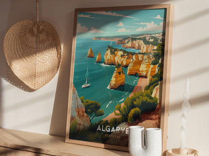 Algarve Travel Poster | Portugal Coastal Wall Art