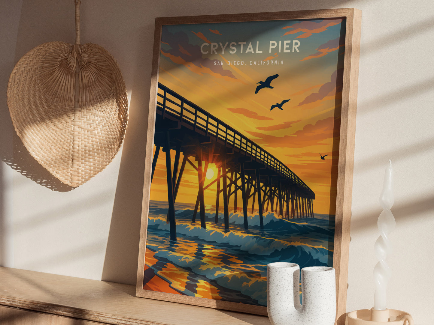 Crystal Pier San Diego Poster | Pacific Beach Coastal Wall Art