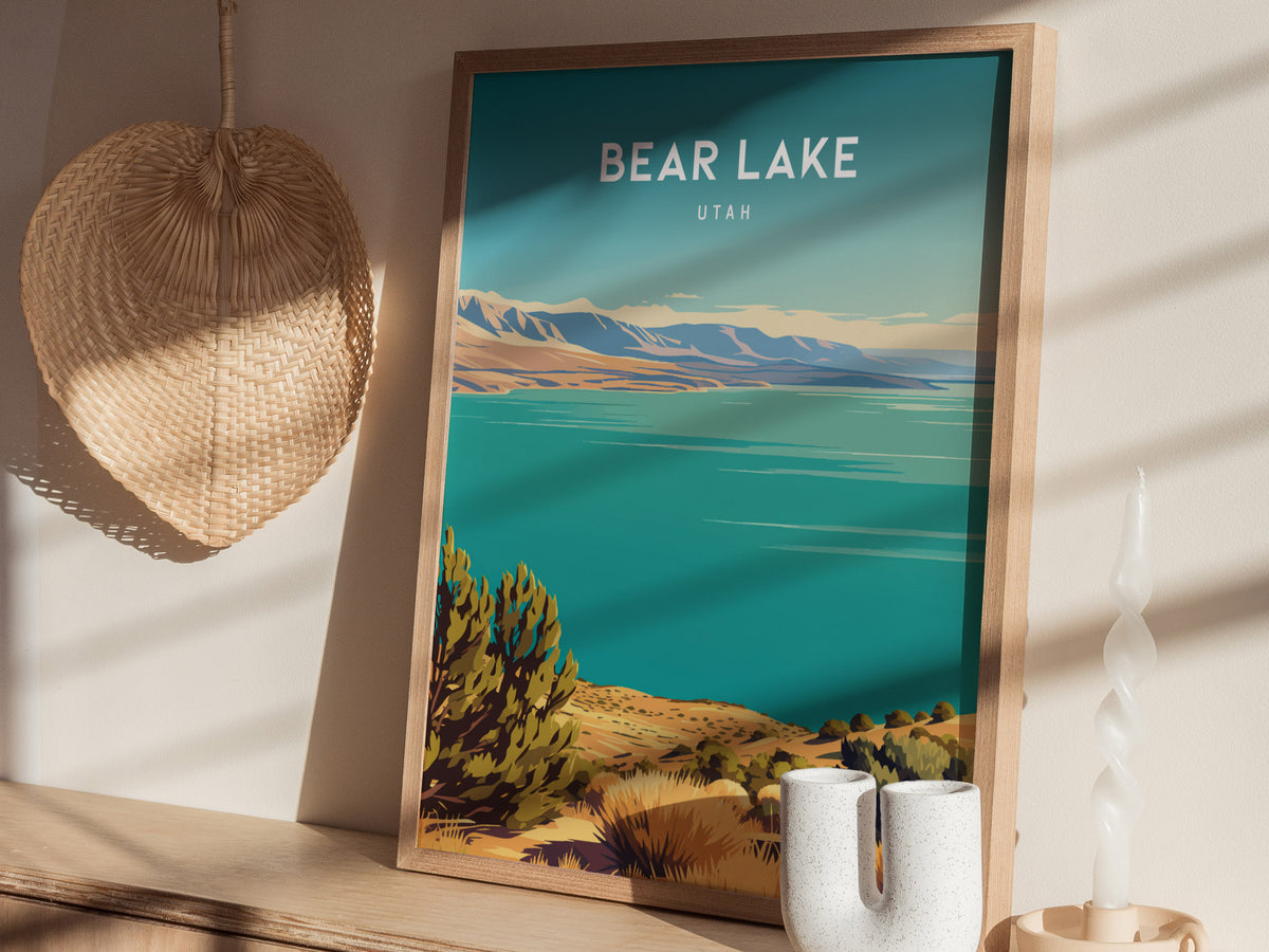 Bear Lake, Utah Poster | Beach House Decor Travel Gift Wall Art — styled in a modern interior