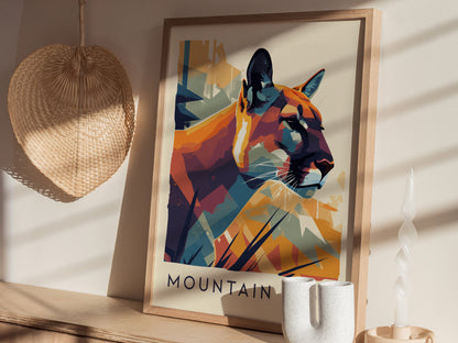 Mountain Lion Poster | Cougar Wildlife Wall Art Print
