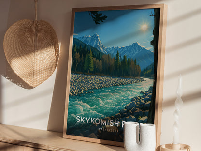 Skykomish River Poster | Washington Cascade Art | PNW Mountain Print
