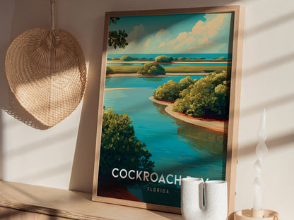 Cockroach Bay, Florida Poster | Mangrove Shores & Wading Birds Wall Art — styled in a modern interior