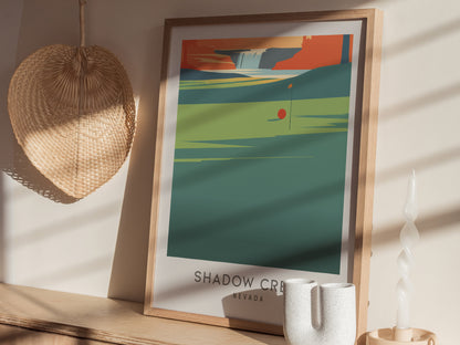 Shadow Creek Matte Border Poster | Nevada Golf Wall Art Country Club Decor — styled in a modern interior