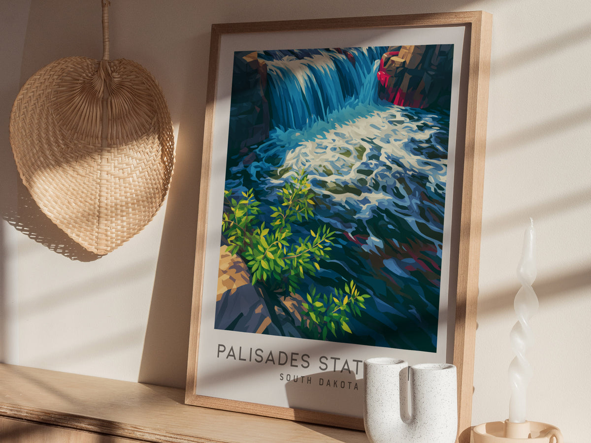 Palisades State Park Matte Border Poster | South Dakota Destination Print Travel Wall Art — styled in a modern interior