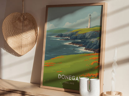 Donegal, Ireland Poster | Rugged Cliffs & Celtic Coast Wall Art — styled in a modern interior