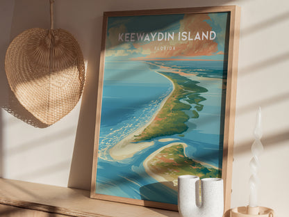 Keewaydin Island, Florida Poster | Secluded Beach & Coastal Decor Wall Art — styled in a modern interior