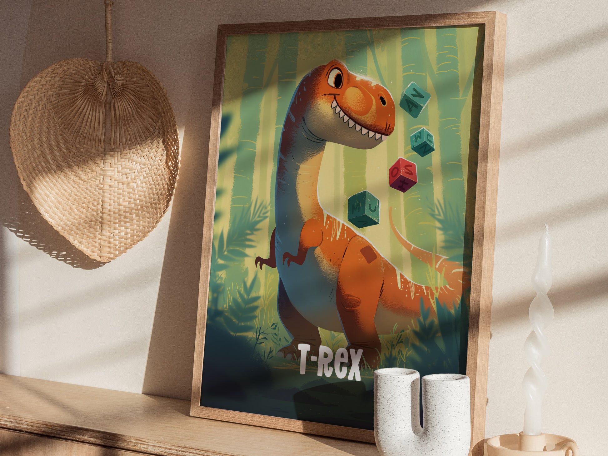 T-Rex Poster | Adventure Dinos Kids Room Art | Dinosaur Nursery Gift