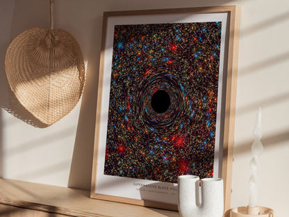 Supermassive Black Hole Poster | NASA NGC 1600 Space Photography Wall Art — styled in a modern interior