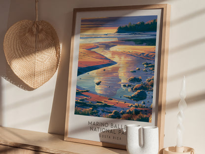 Marino Ballena National Park Matte Border Poster | Costa Rica Travel Wall Art — styled in a modern interior
