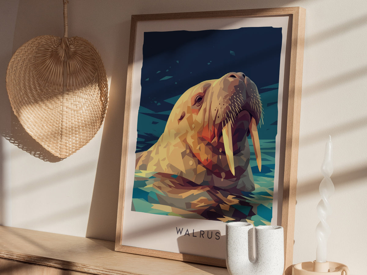 Walrus, Odobenus rosmarus Poster | Arctic Wildlife Majesty Wall Art — styled in a modern interior