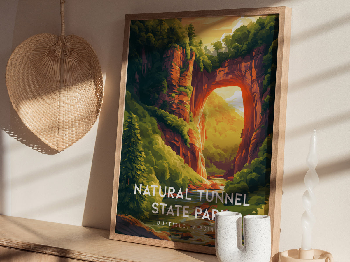 Natural Tunnel State Park, Duffield, Virginia Poster | Appalachian Wonder Destination Print Wall Art — styled in a modern int