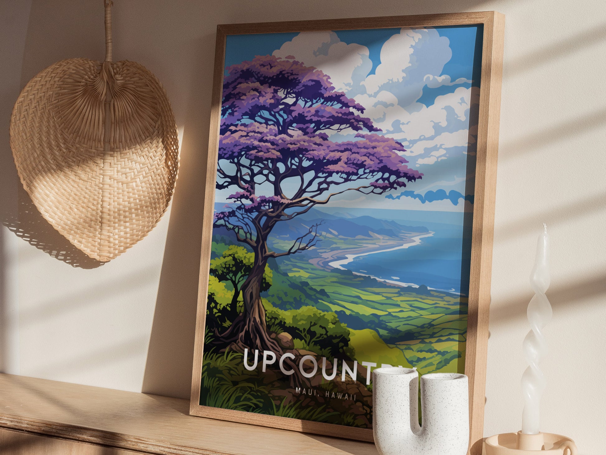 Maui Upcountry Jacaranda Poster | Makawao Kula Hawaii Art Paia