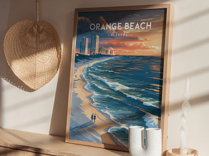 Orange Beach, Alabama Poster | Sugar-White Sands & Sunset Wall Art — styled in a modern interior