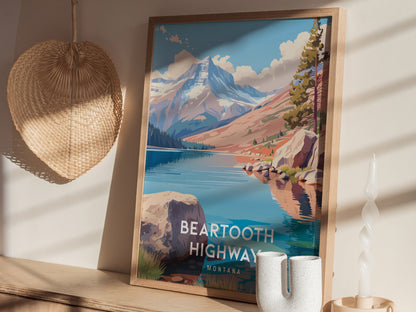 Beartooth Highway, Montana Poster | Alpine Mountain Pass Scenic Wall Art — styled in a modern interior